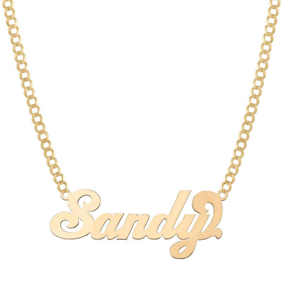 Ladies Script Name Plate Necklace 14K Gold - Style 113 - bayamjewelry