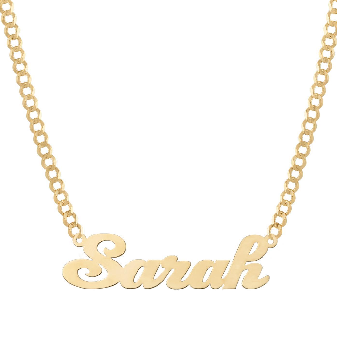 Ladies Script Name Plate Necklace 14K Gold - Style 117 - bayamjewelry