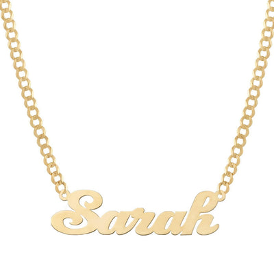 Ladies Script Name Plate Necklace 14K Gold - Style 117 - bayamjewelry