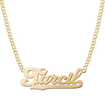 Ladies Script Name Plate Necklace 14K Gold - Style 120 - bayamjewelry