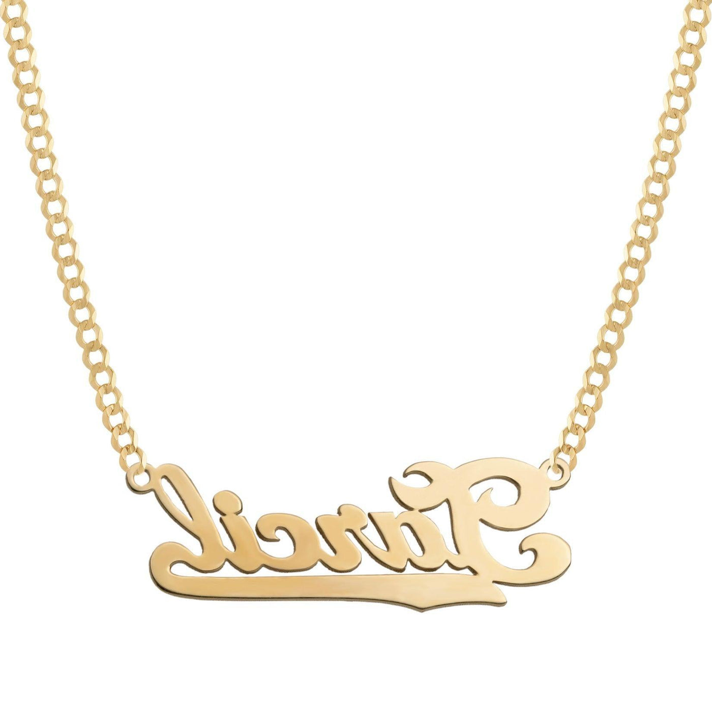 Ladies Script Name Plate Necklace 14K Gold - Style 120 - bayamjewelry