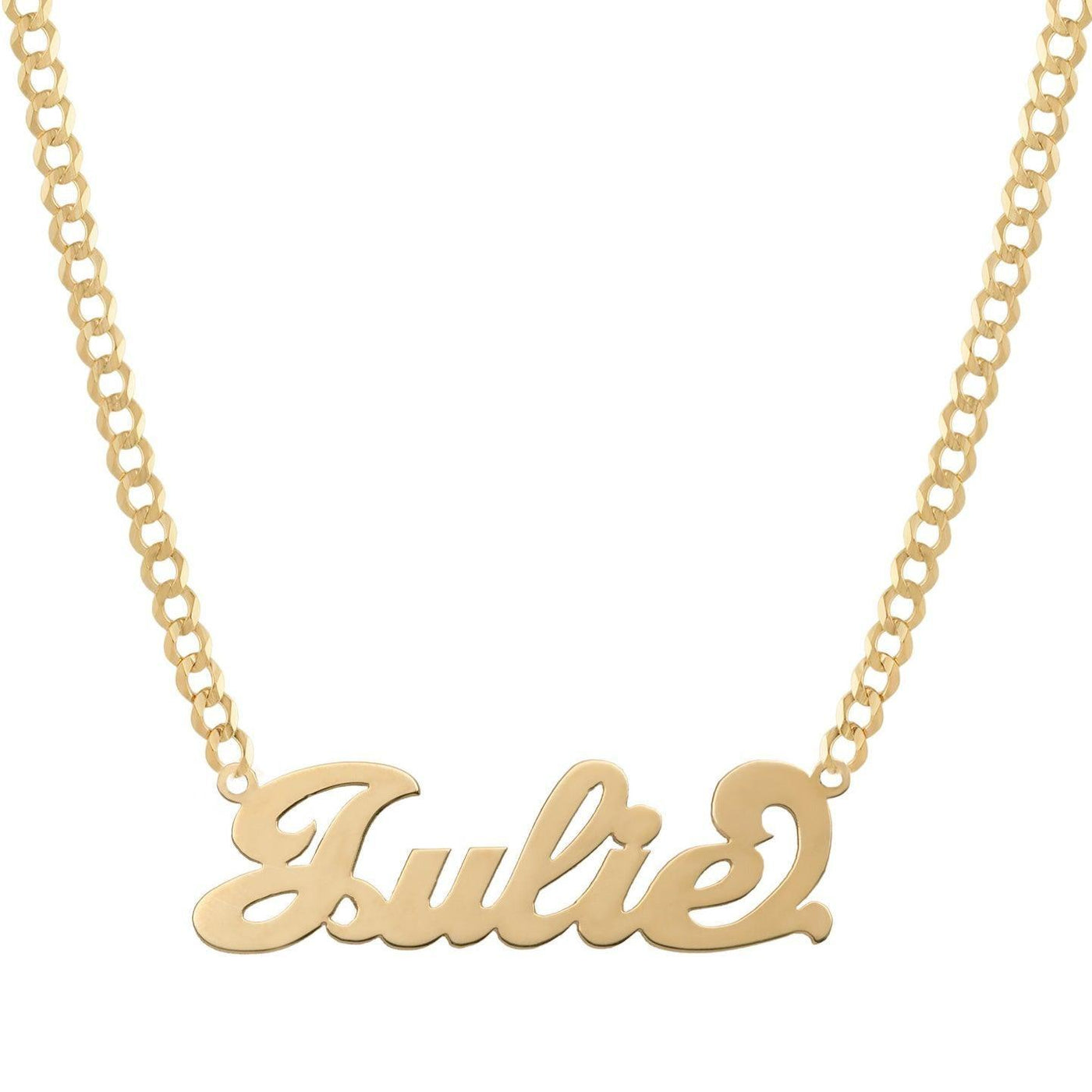 Ladies Script Name Plate Necklace 14K Gold - Style 126 - bayamjewelry