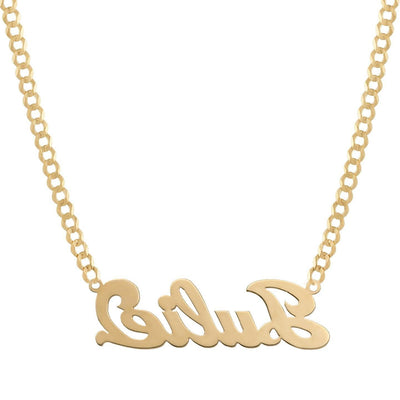 Ladies Script Name Plate Necklace 14K Gold - Style 126 - bayamjewelry