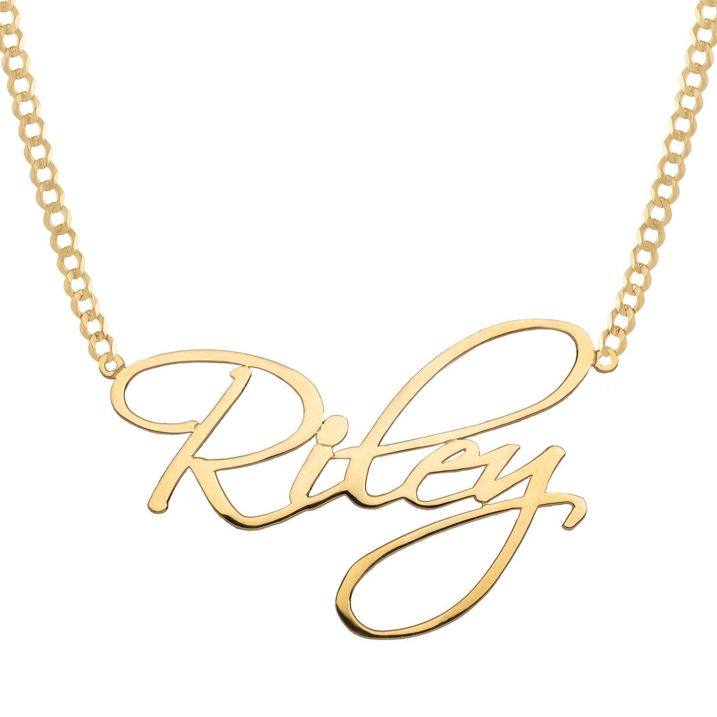 Ladies Script Name Plate Necklace 14K Gold - Style 22 - bayamjewelry