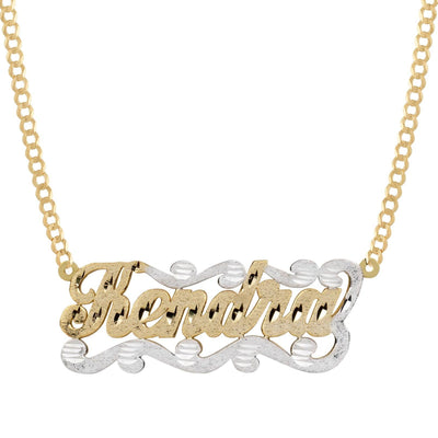 Ladies Script Name Plate Necklace 14K Gold - Style 24 - bayamjewelry