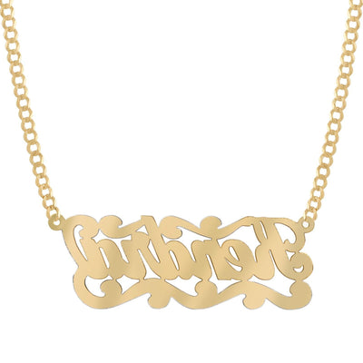 Ladies Script Name Plate Necklace 14K Gold - Style 24 - bayamjewelry