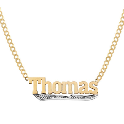 Ladies Script Name Plate Necklace 14K Gold - Style 27 - bayamjewelry