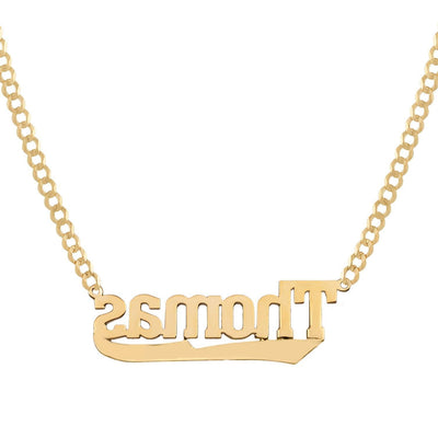 Ladies Script Name Plate Necklace 14K Gold - Style 27 - bayamjewelry