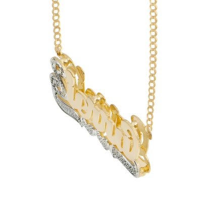 Ladies Script Name Plate Necklace 14K Gold - Style 28 - bayamjewelry