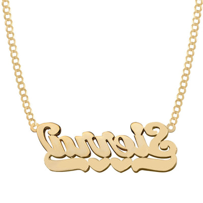 Ladies Script Name Plate Necklace 14K Gold - Style 28 - bayamjewelry