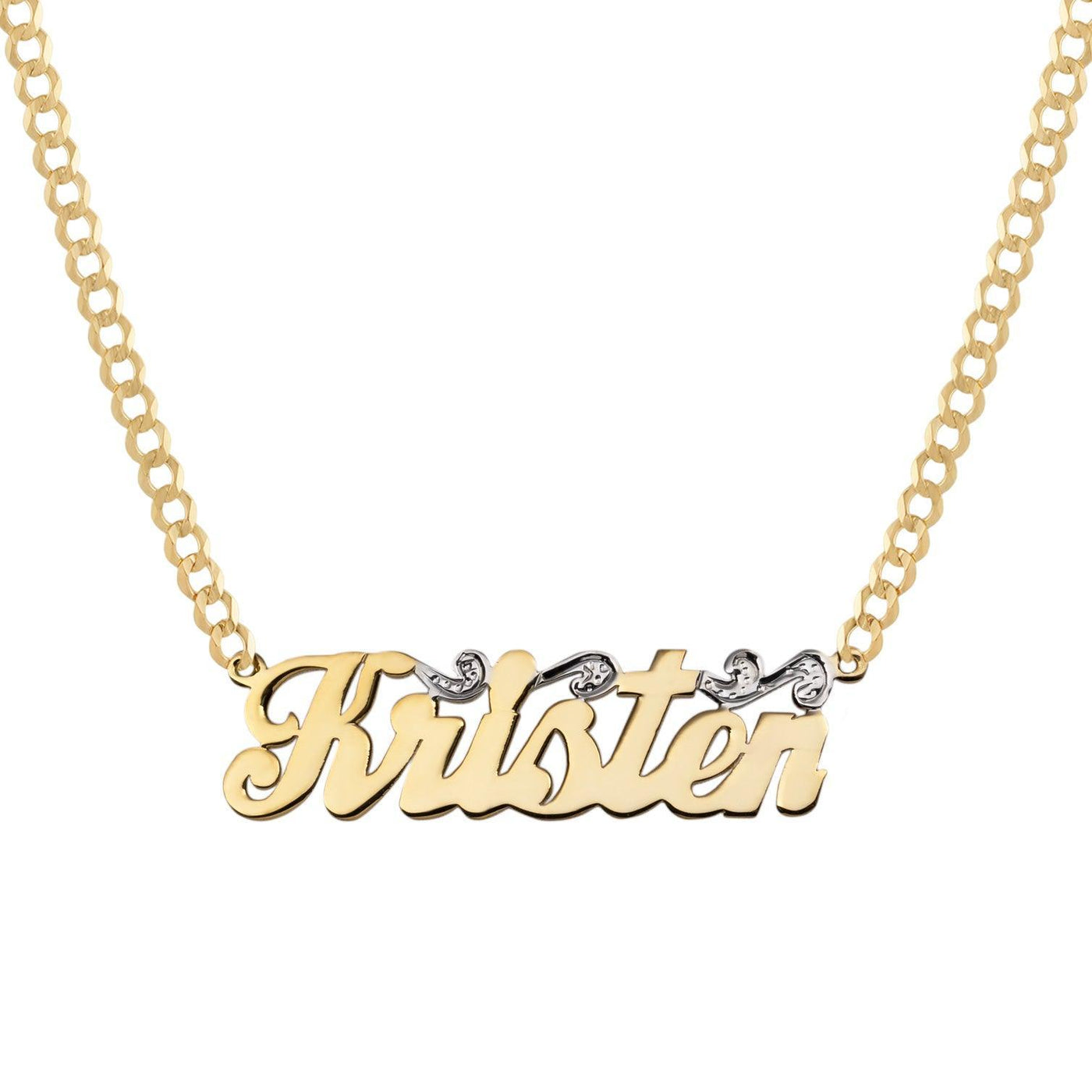 Ladies Script Name Plate Necklace 14K Gold - Style 31 - bayamjewelry