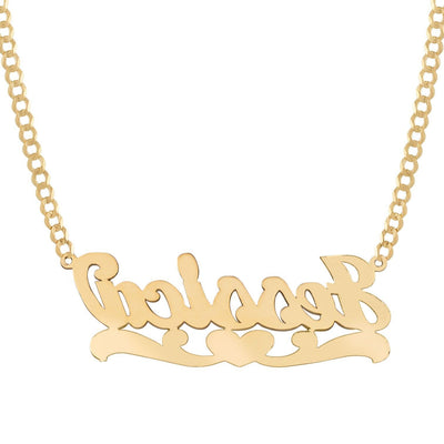 Ladies Script Name Plate Necklace 14K Gold - Style 35 - bayamjewelry
