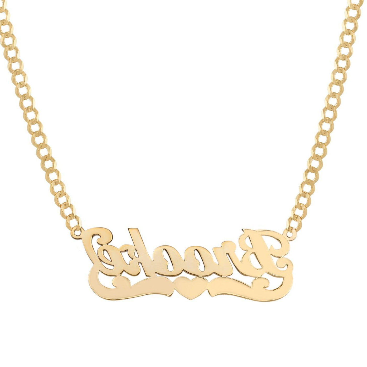 Ladies Script Name Plate Necklace 14K Gold - Style 37 - bayamjewelry