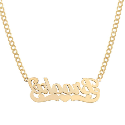 Ladies Script Name Plate Necklace 14K Gold - Style 37 - bayamjewelry