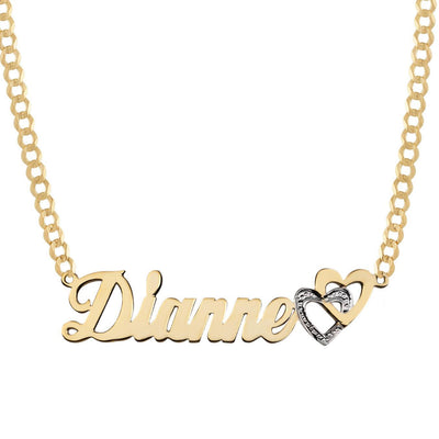 Ladies Script Name Plate Necklace 14K Gold - Style 38 - bayamjewelry