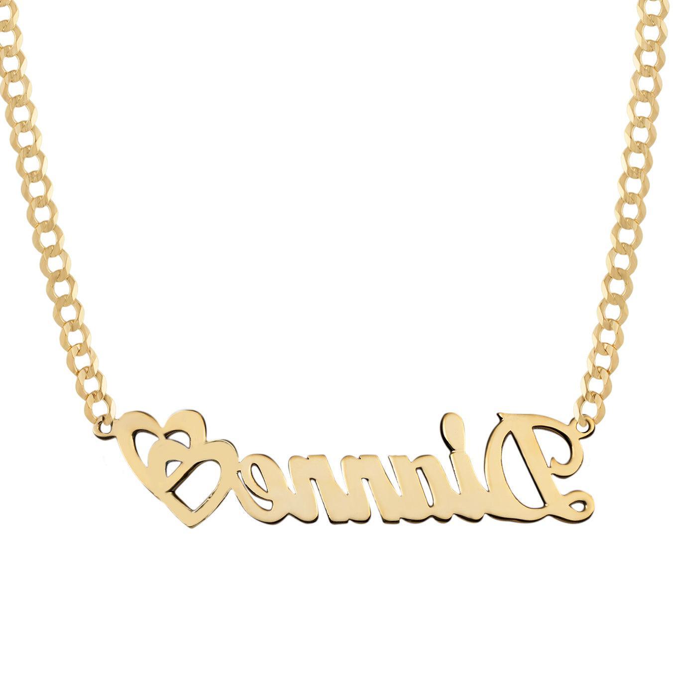 Ladies Script Name Plate Necklace 14K Gold - Style 38 - bayamjewelry