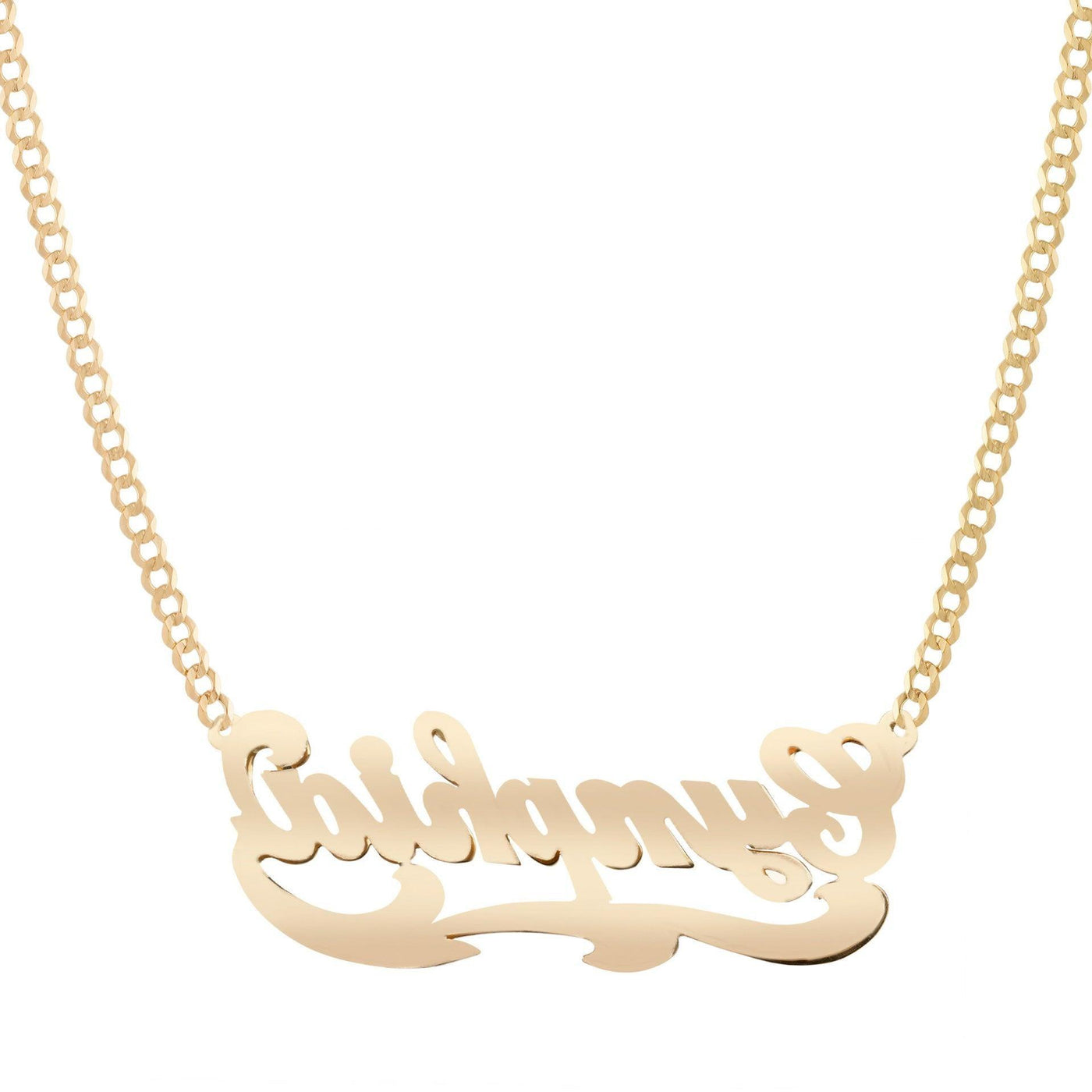 Ladies Script Name Plate Necklace 14K Gold - Style 43 - bayamjewelry