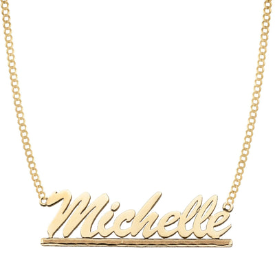 Ladies Script Name Plate Necklace 14K Gold - Style 49 - bayamjewelry