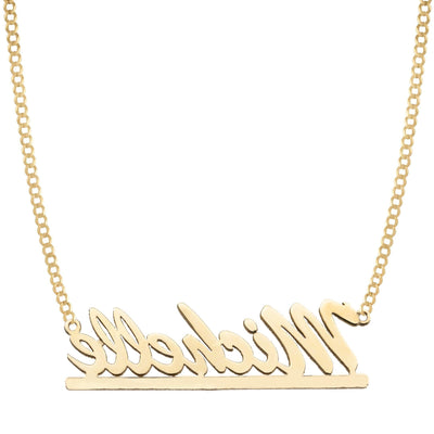 Ladies Script Name Plate Necklace 14K Gold - Style 49 - bayamjewelry