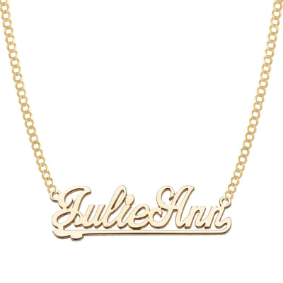 Ladies Script Name Plate Necklace 14K Gold - Style 54 - bayamjewelry