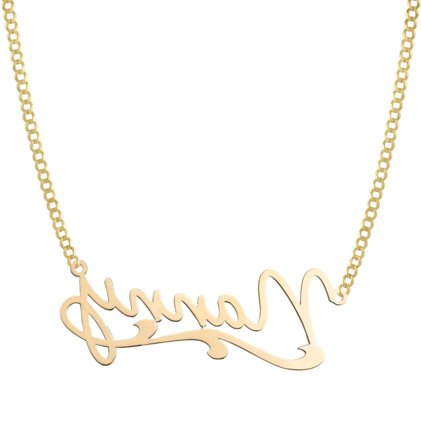 Ladies Script Name Plate Necklace 14K Gold - Style 55 - bayamjewelry