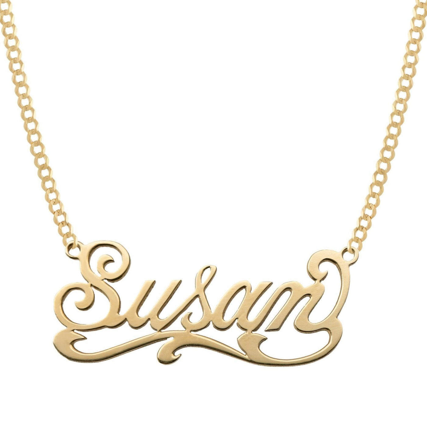Ladies Script Name Plate Necklace 14K Gold - Style 59 - bayamjewelry