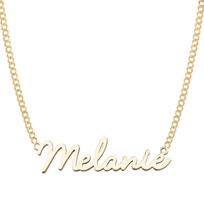 Ladies Script Name Plate Necklace 14K Gold - Style 60 - bayamjewelry