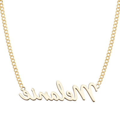 Ladies Script Name Plate Necklace 14K Gold - Style 60 - bayamjewelry
