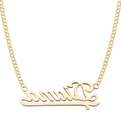 Ladies Script Name Plate Necklace 14K Gold - Style 61 - bayamjewelry