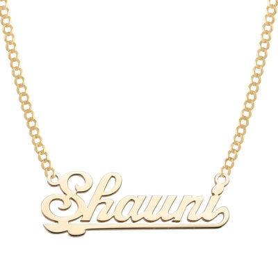 Ladies Script Name Plate Necklace 14K Gold - Style 62 - bayamjewelry