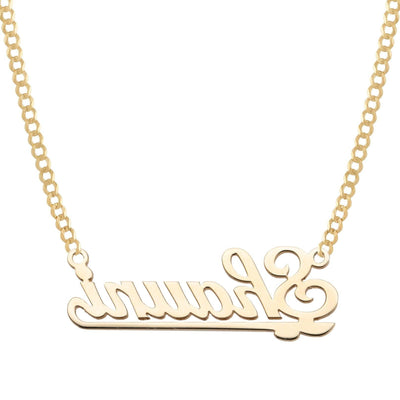 Ladies Script Name Plate Necklace 14K Gold - Style 62 - bayamjewelry