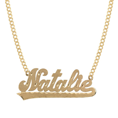 Ladies Script Name Plate Necklace 14K Gold - Style 68 - bayamjewelry