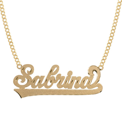 Ladies Script Name Plate Necklace 14K Gold - Style 69 - bayamjewelry