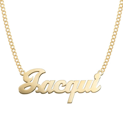 Ladies Script Name Plate Necklace 14K Gold - Style 75 - bayamjewelry