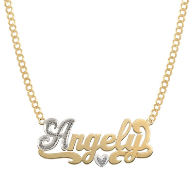 Ladies Script Name Plate Necklace 14K Gold - Style 76 - bayamjewelry