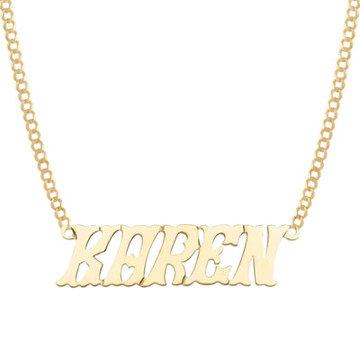 Ladies Script Name Plate Necklace 14K Gold - Style 80 - bayamjewelry