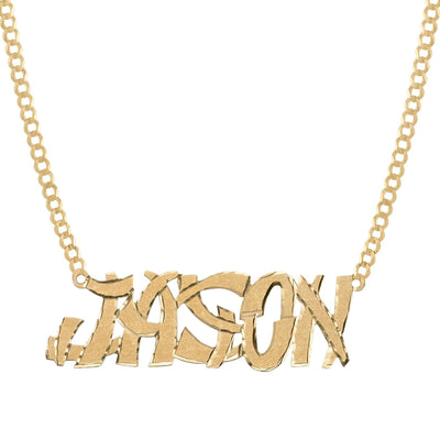 Ladies Script Name Plate Necklace 14K Gold - Style 83 - bayamjewelry