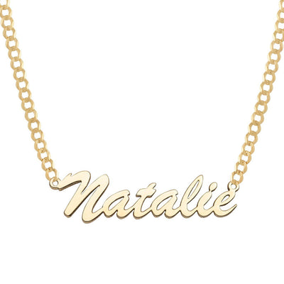 Ladies Script Name Plate Necklace 14K Gold - Style 85 - bayamjewelry