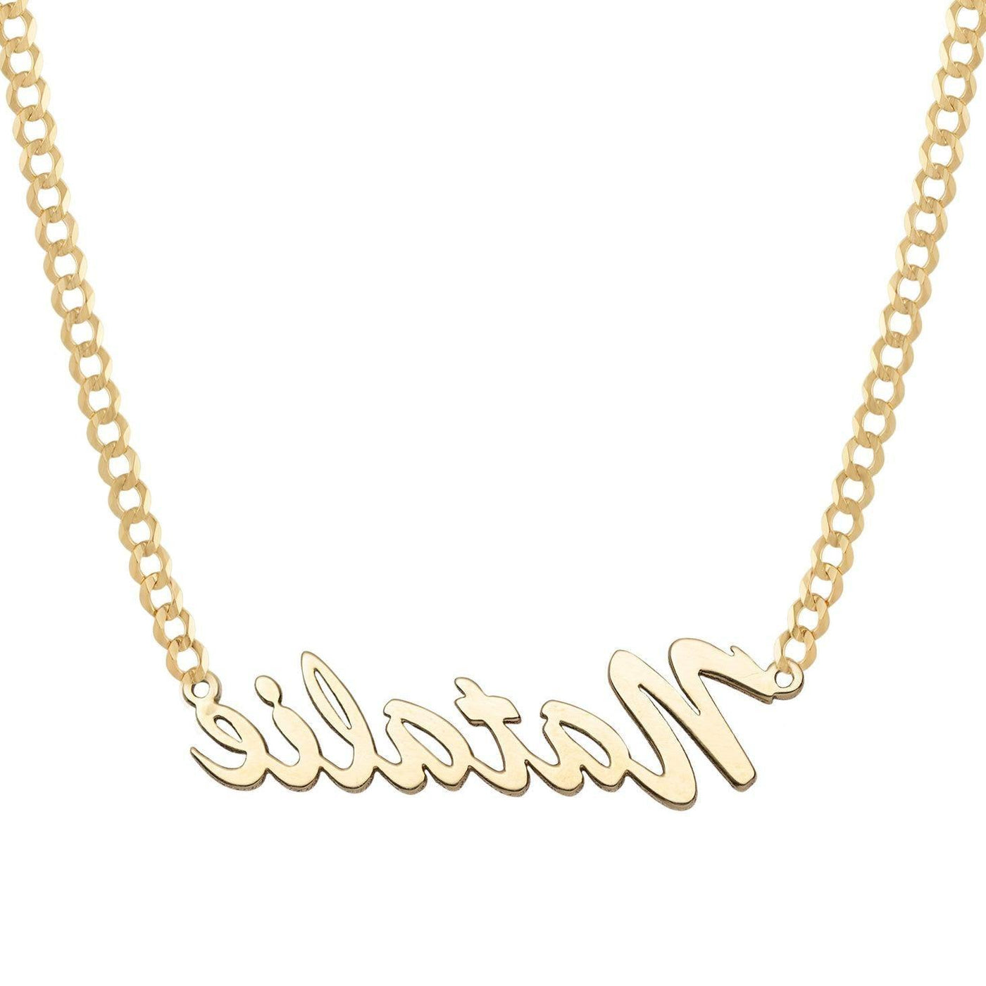Ladies Script Name Plate Necklace 14K Gold - Style 85 - bayamjewelry