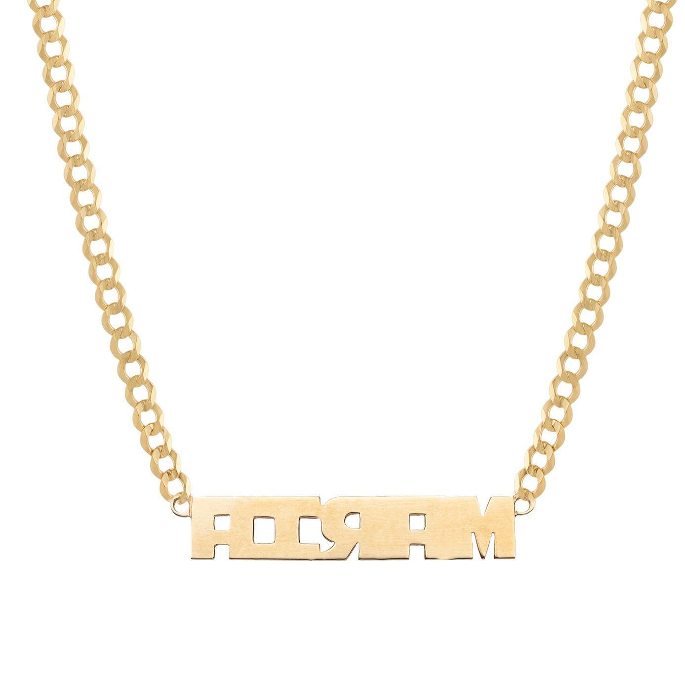Ladies Script Name Plate Necklace 14K Gold - Style 88 - bayamjewelry
