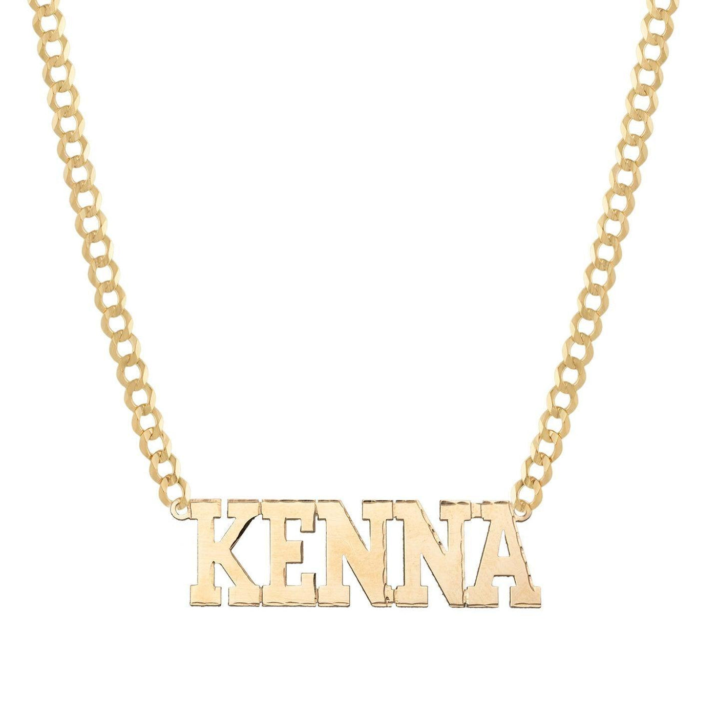 Ladies Script Name Plate Necklace 14K Gold - Style 93 - bayamjewelry