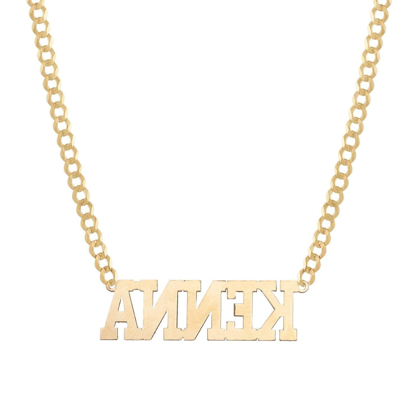Ladies Script Name Plate Necklace 14K Gold - Style 93 - bayamjewelry