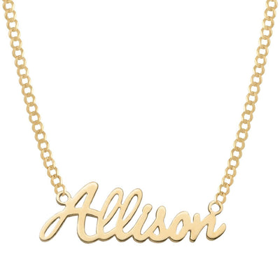 Ladies Script Name Plate Necklace 14K Gold - Style 97 - bayamjewelry
