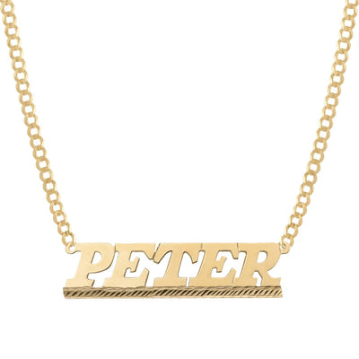 Ladies Script Name Plate Necklace 14K Gold - Style 99 - bayamjewelry