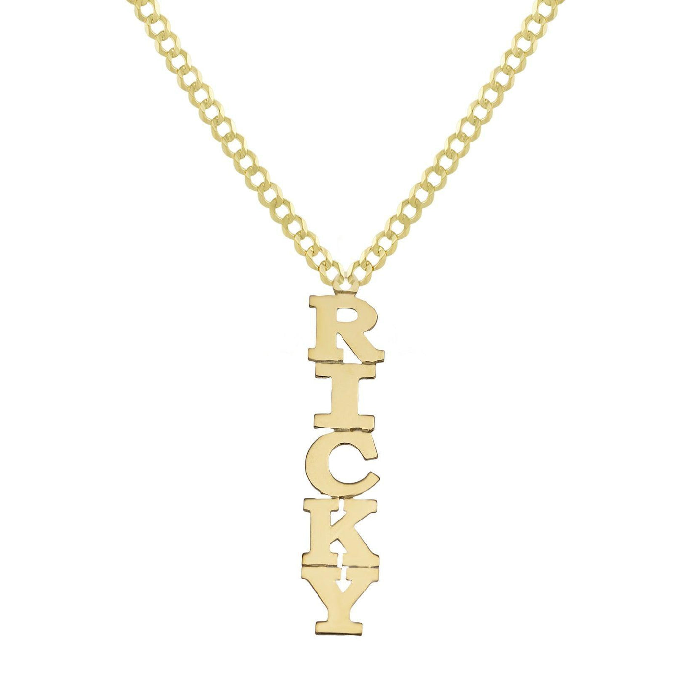 Ladies Vertical Name Plate Necklace 14K Gold - Style 20 - bayamjewelry