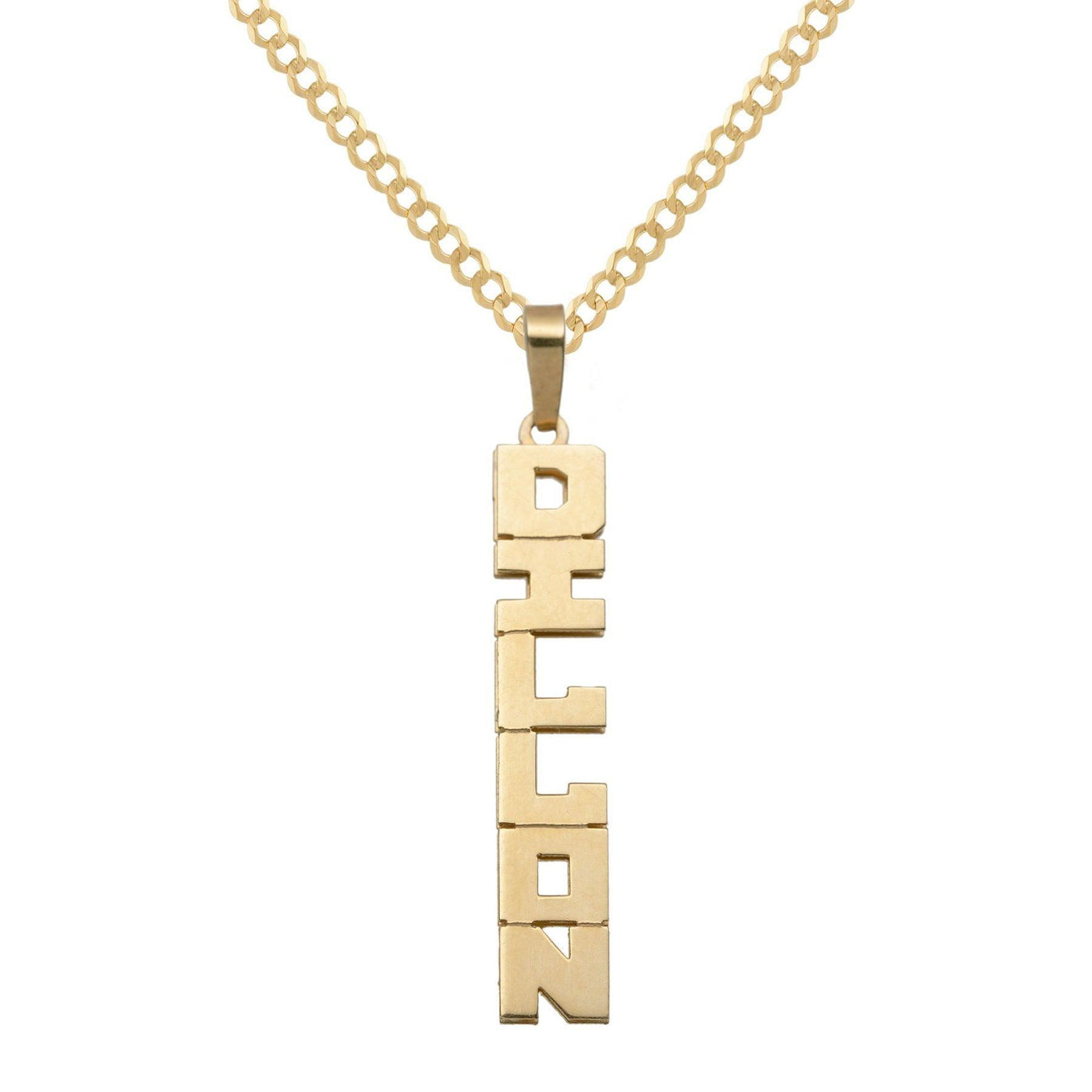 Ladies Vertical Script Name Plate Necklace 14K Gold - Style 95 - bayamjewelry