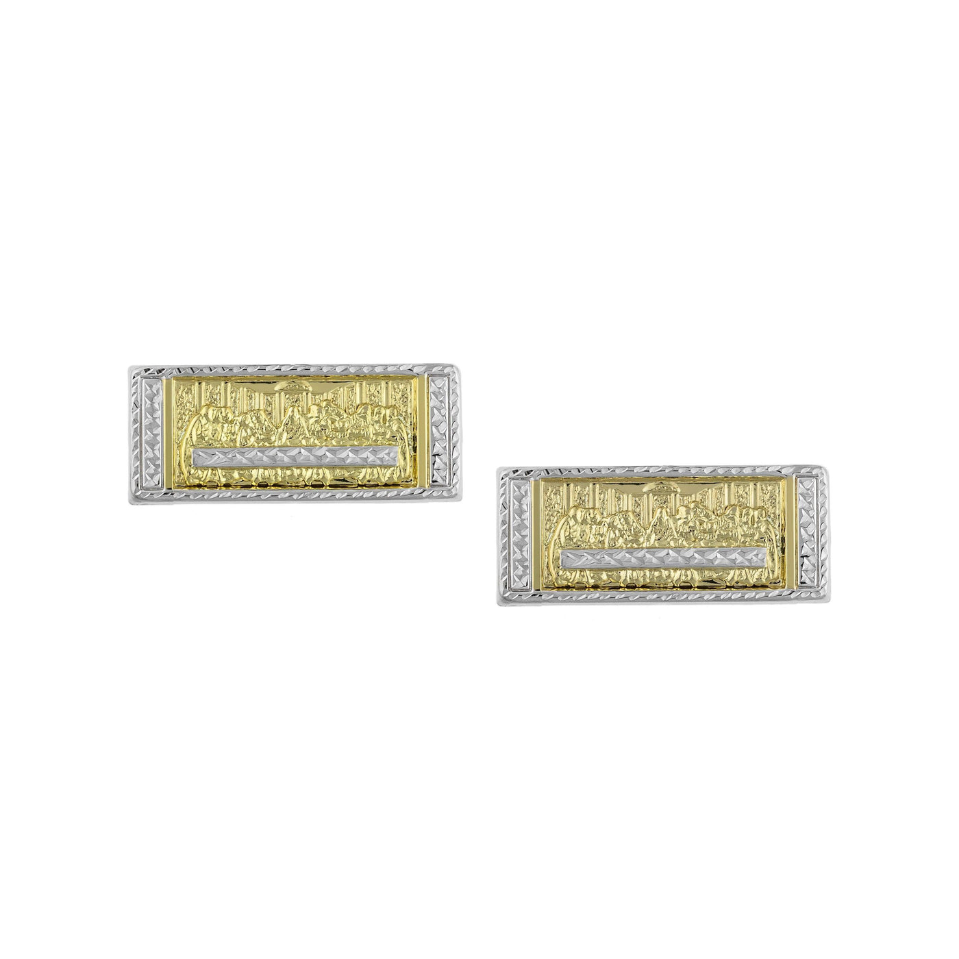 Last Supper Diamond Cut Stud Earrings Solid 10K Yellow Gold - bayamjewelry