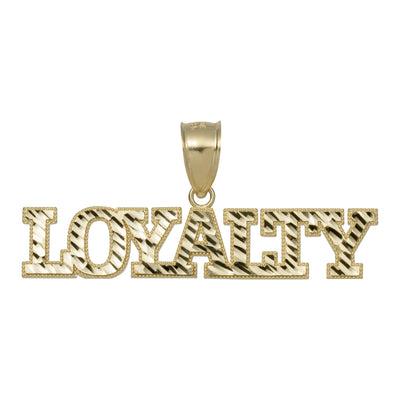 Loyalty Script Diamond Cut Pendant 10K Yellow Gold - bayamjewelry