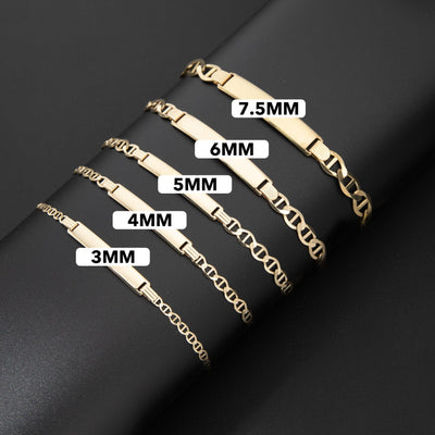 Mariner Link ID Bracelet 10K Yellow Gold - Solid - bayamjewelry