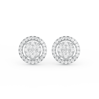 Men's Double-Frame Cluster Diamond Stud Earrings 0.54ct 14K Gold - bayamjewelry